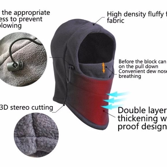 - Winter Warm Beanies Hats unisex  Bandana Neck Warmer fleece hat - Picture 6 of 10